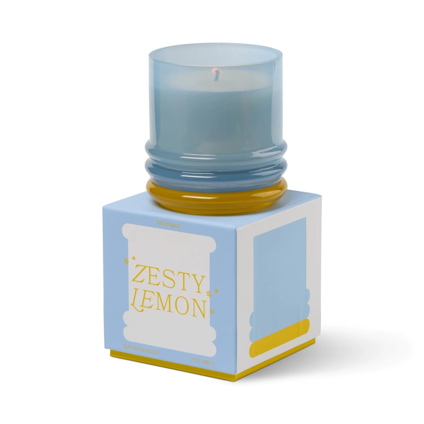 Stack Glass Candle Blue and Yellow - Zesty Lemon