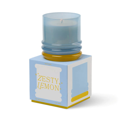 Stack Glass Candle Blue and Yellow - Zesty Lemon