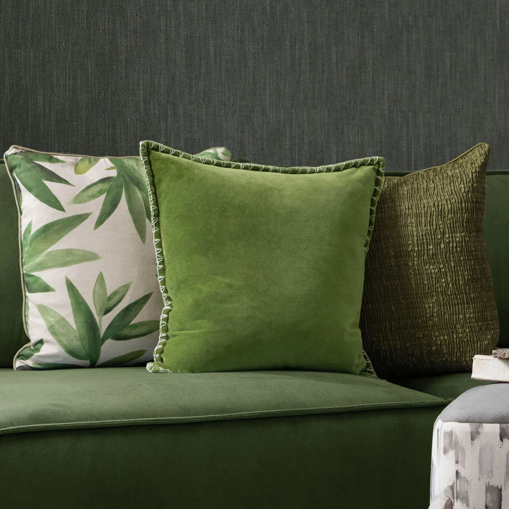 Voyage Maison Stitch Embroidered Feather Cushion - Grass