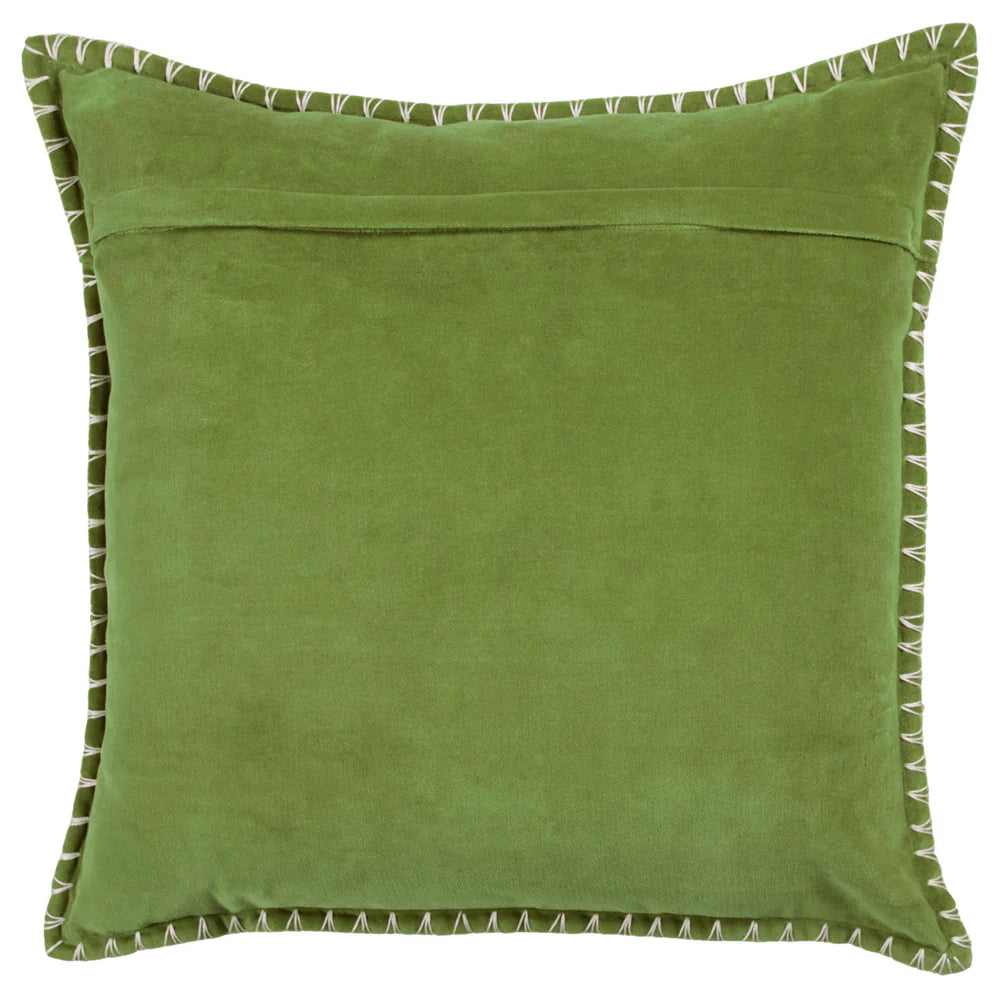 Voyage Maison Stitch Embroidered Feather Cushion - Grass