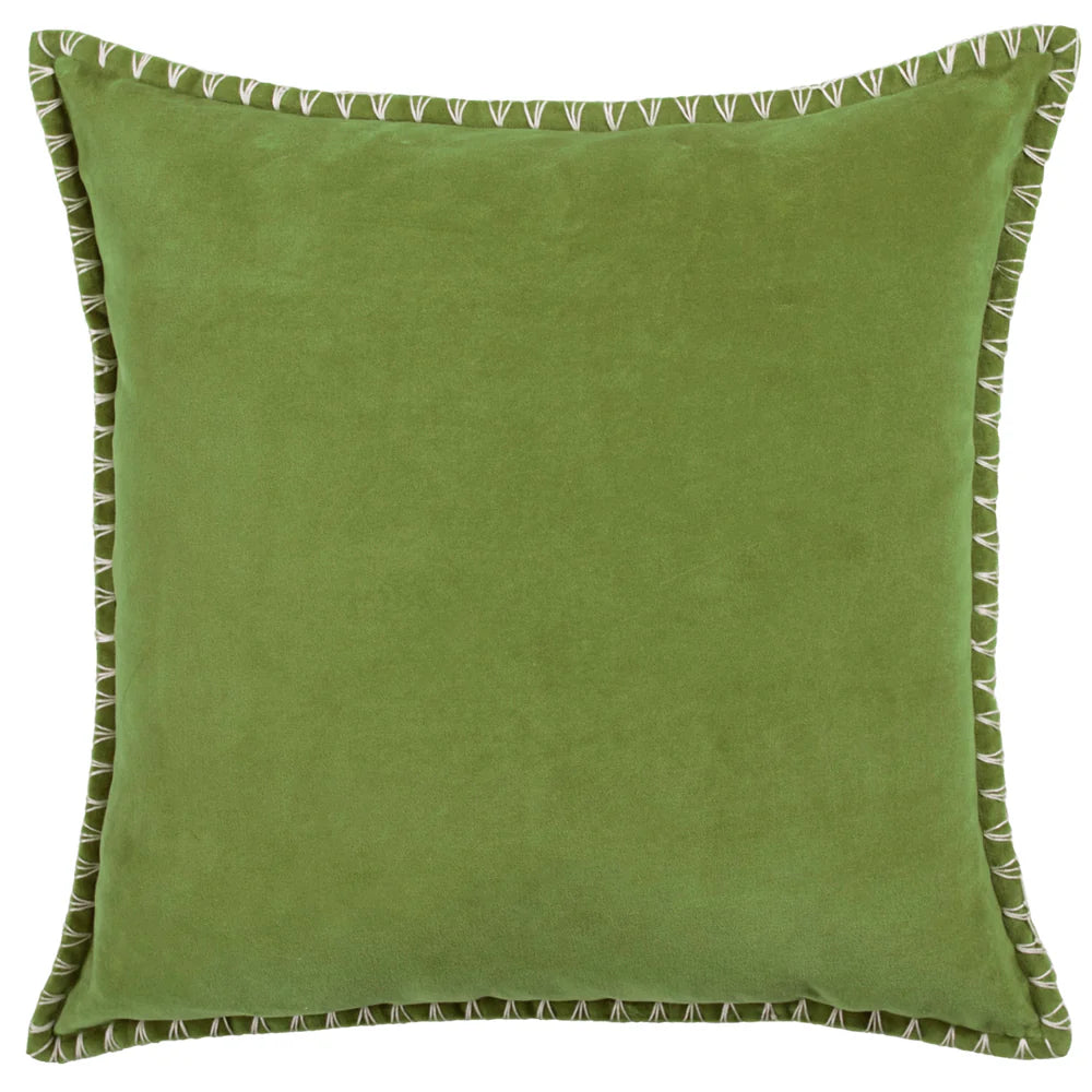 Voyage Maison Stitch Embroidered Feather Cushion - Grass