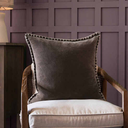 Voyage Maison Stitch Embroidered Cushion - Iron Grey