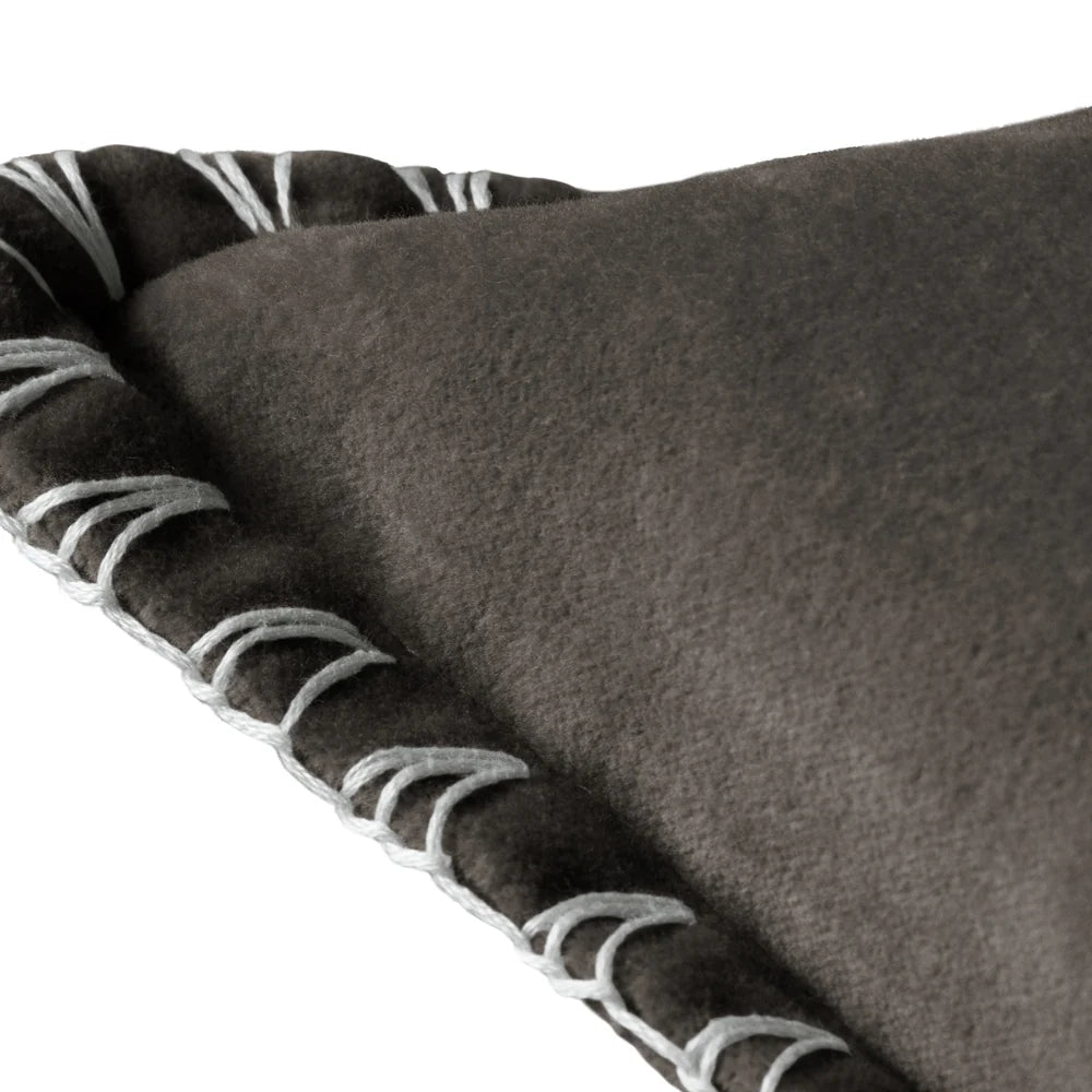 Voyage Maison Stitch Embroidered Cushion - Iron Grey