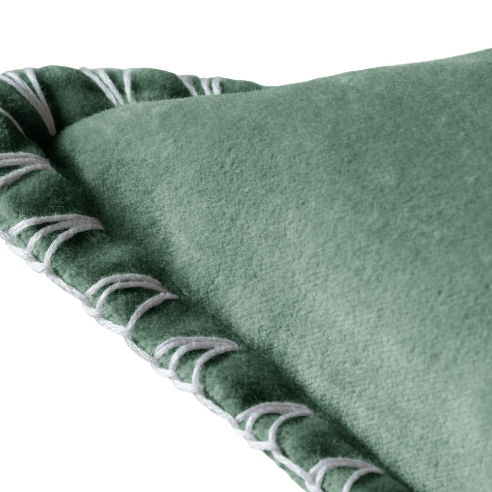Voyage Maison Stitch Embroidered Feather Cushion - Seafoam