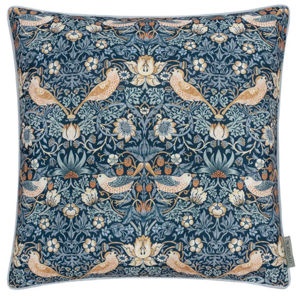 Morris & Co. Strawberry Thief Piped Outdoor Cushion Indigo