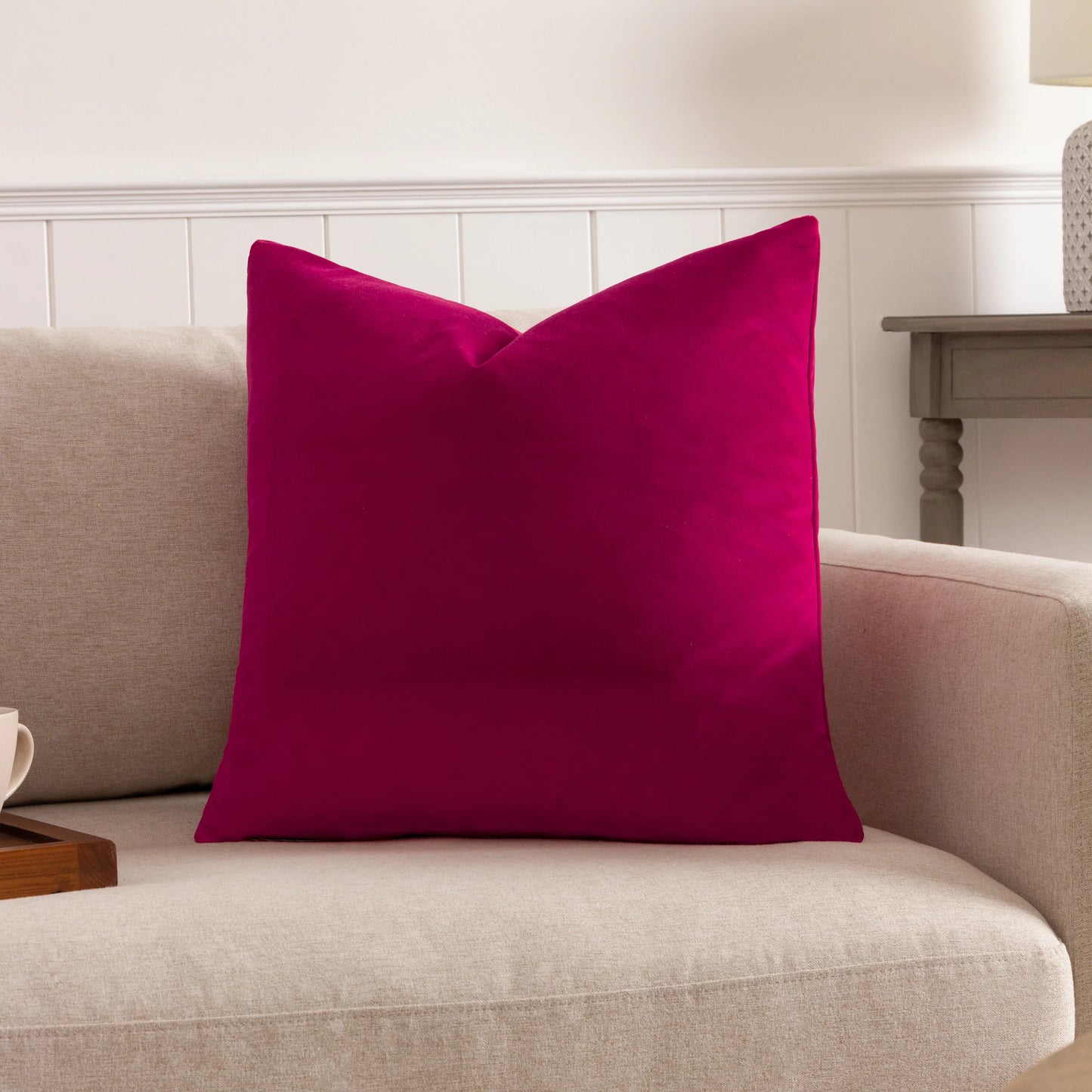 Sunningdale Velvet Square Cushion - Hot Pink