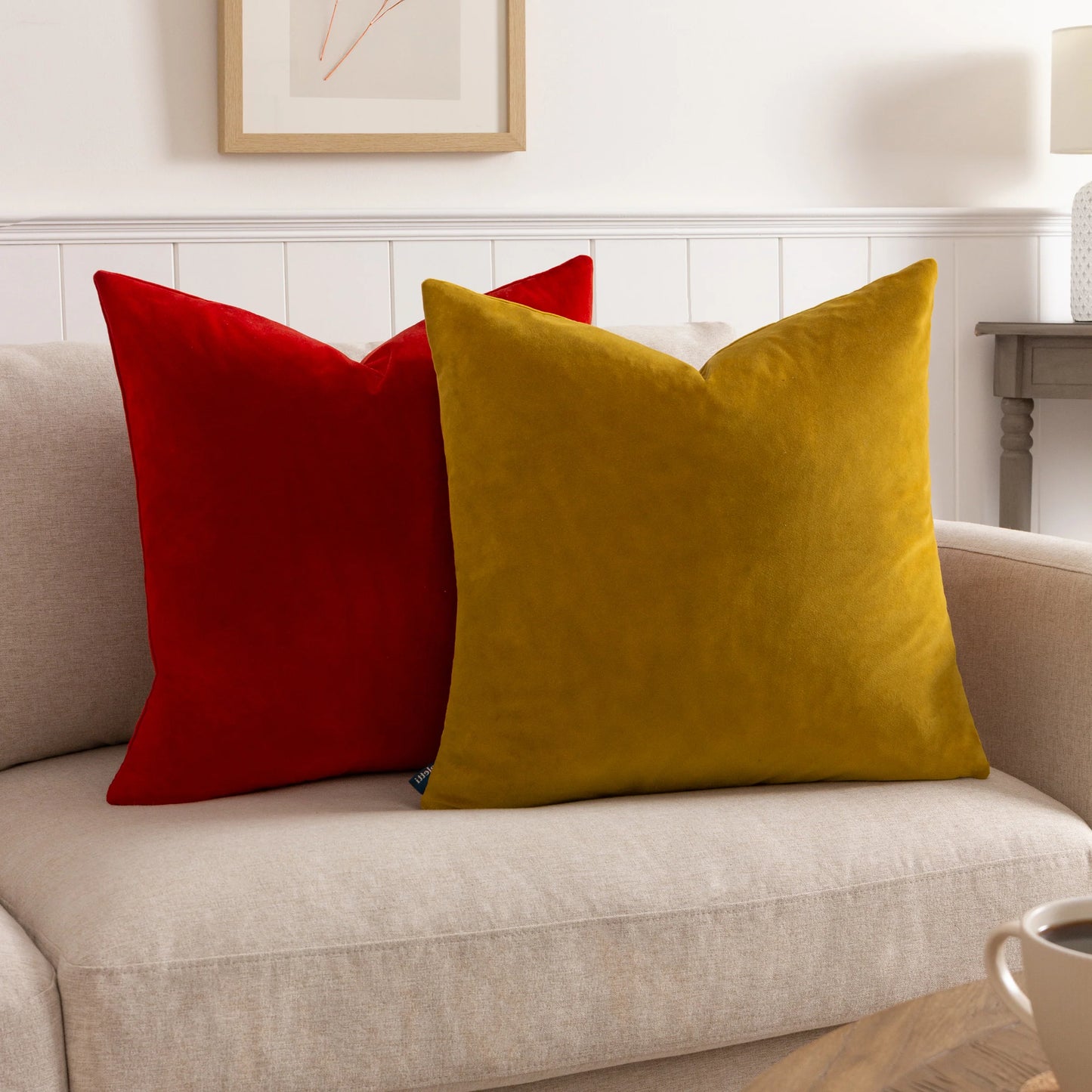 Sunningdale Velvet Square Cushion - Saffron