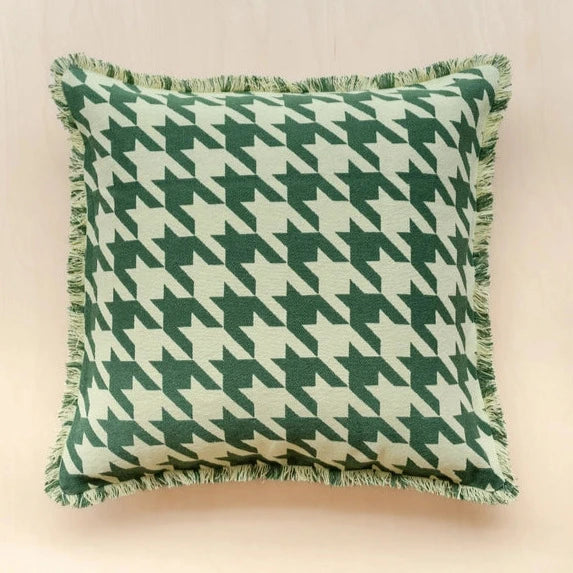 TBCo Green Houndstooth Cotton Cushion