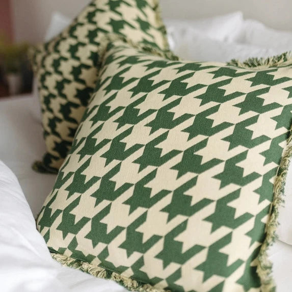 TBCo Green Houndstooth Cotton Cushion