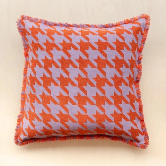 TBCo Lilac Houndstooth Cotton Cushion