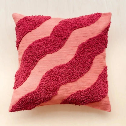 TBCo Textured Magenta Wave Cotton Cushion