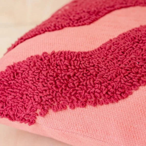 TBCo Textured Magenta Wave Cotton Cushion