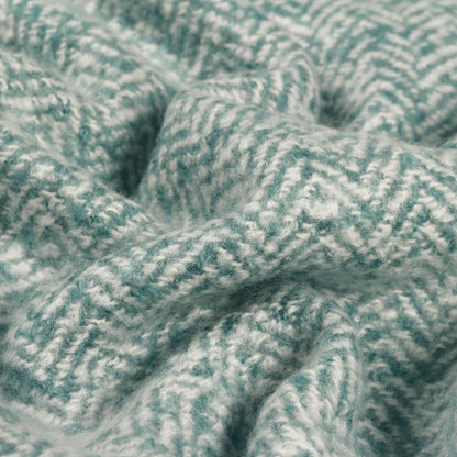 Teal Herringbone Tassle Throw Blanket