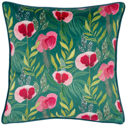 Teal House of Bloom Poppy Cushion