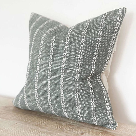 Teal Stripe Luxe Cotton Cushion