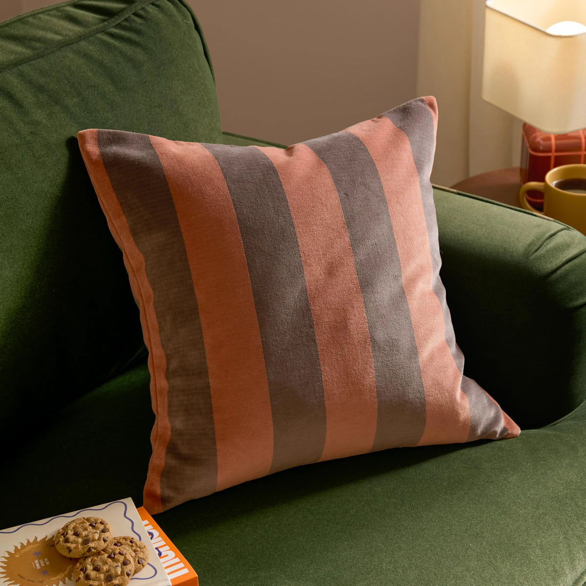 The Ultimate Stripe Jacquard Cushion - Chocolate Caramel