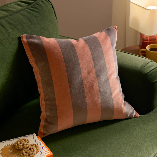 The Ultimate Stripe Jacquard Cushion - Chocolate Caramel