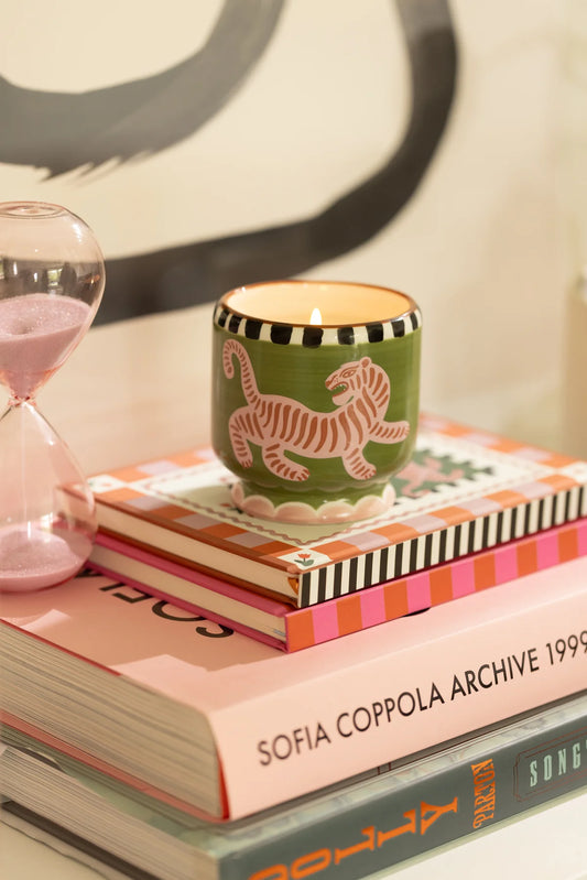 A Dopo Tiger Ceramic Candle - Black Cedar & Fig