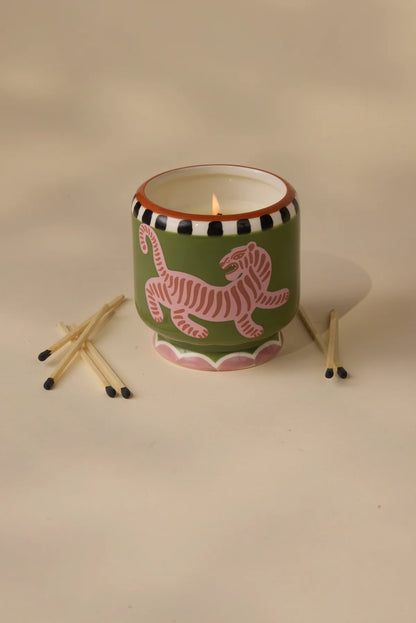 A Dopo Tiger Ceramic Candle - Black Cedar & Fig