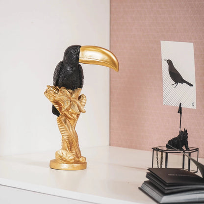 Large Black & Gold Toucan Figure