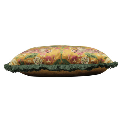 Tropical Leopard Cushion in Mustard & Green