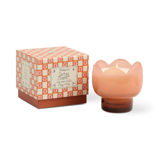 Tulip Pink and Burnt Orange Glass Candle - Cactus Flower