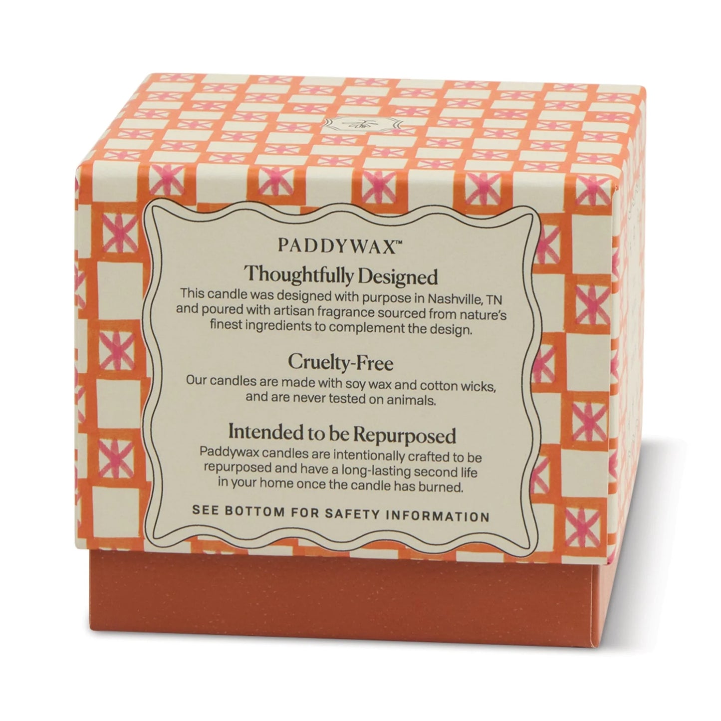 Tulip Pink and Burnt Orange Glass Candle - Cactus Flower