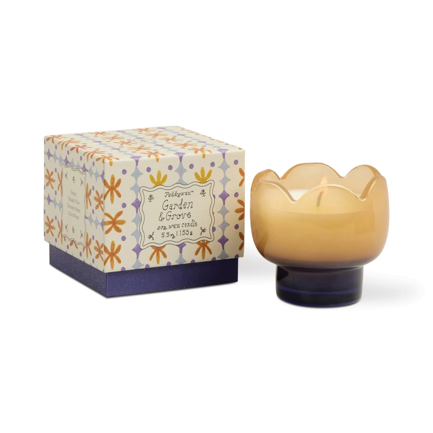 Tulip Orange and Blue Glass Candle - Garden & Grove