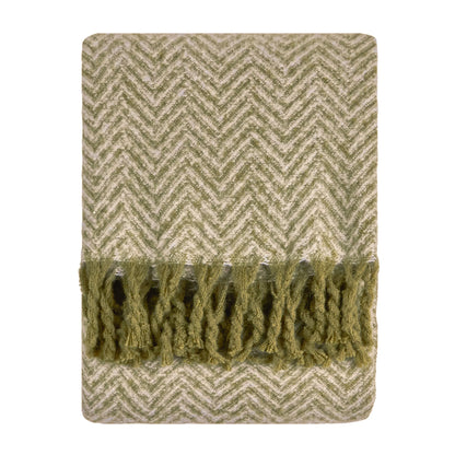 Tweedie Brushed Herringbone Throw - Green
