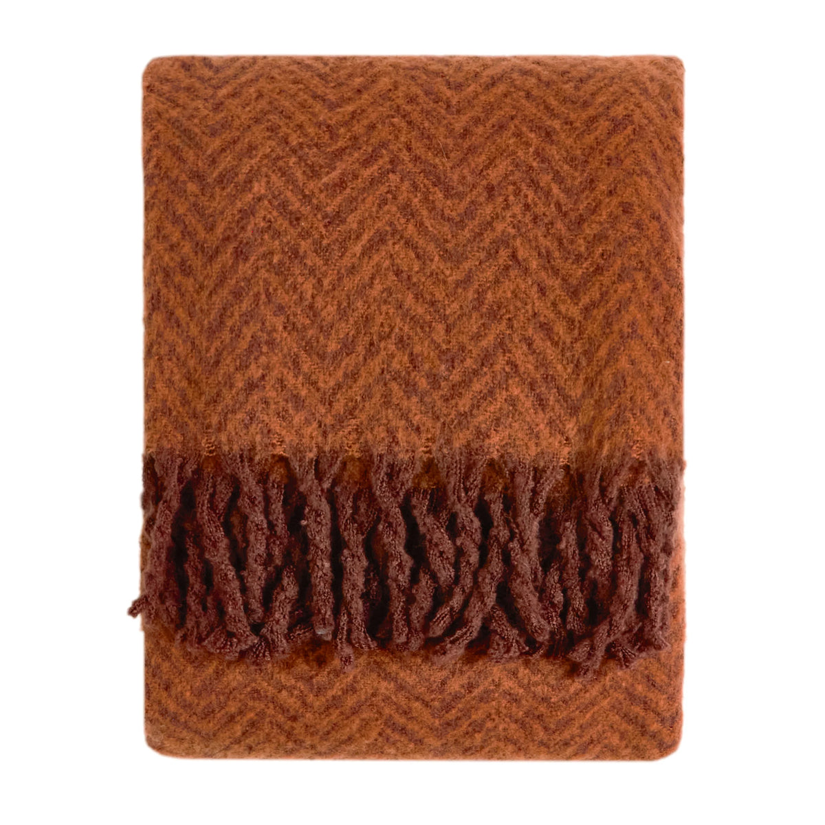 Tweedie Brushed Herringbone Throw - Cinnamon