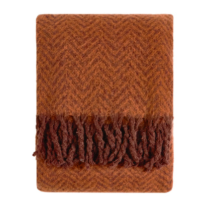 Tweedie Brushed Herringbone Throw - Cinnamon