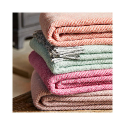 Tweedmill Herringbone Pure New Wool Throw Pink & Silver