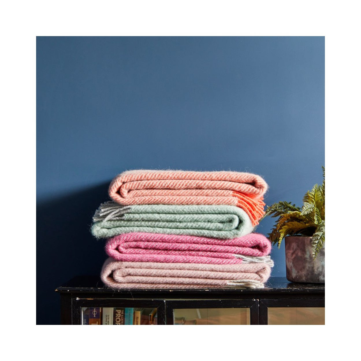 Tweedmill Herringbone Pure New Wool Throw Pink & Silver