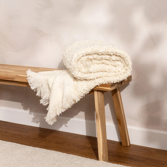 Ulsmere Boucle Throw Blanket - Ecru