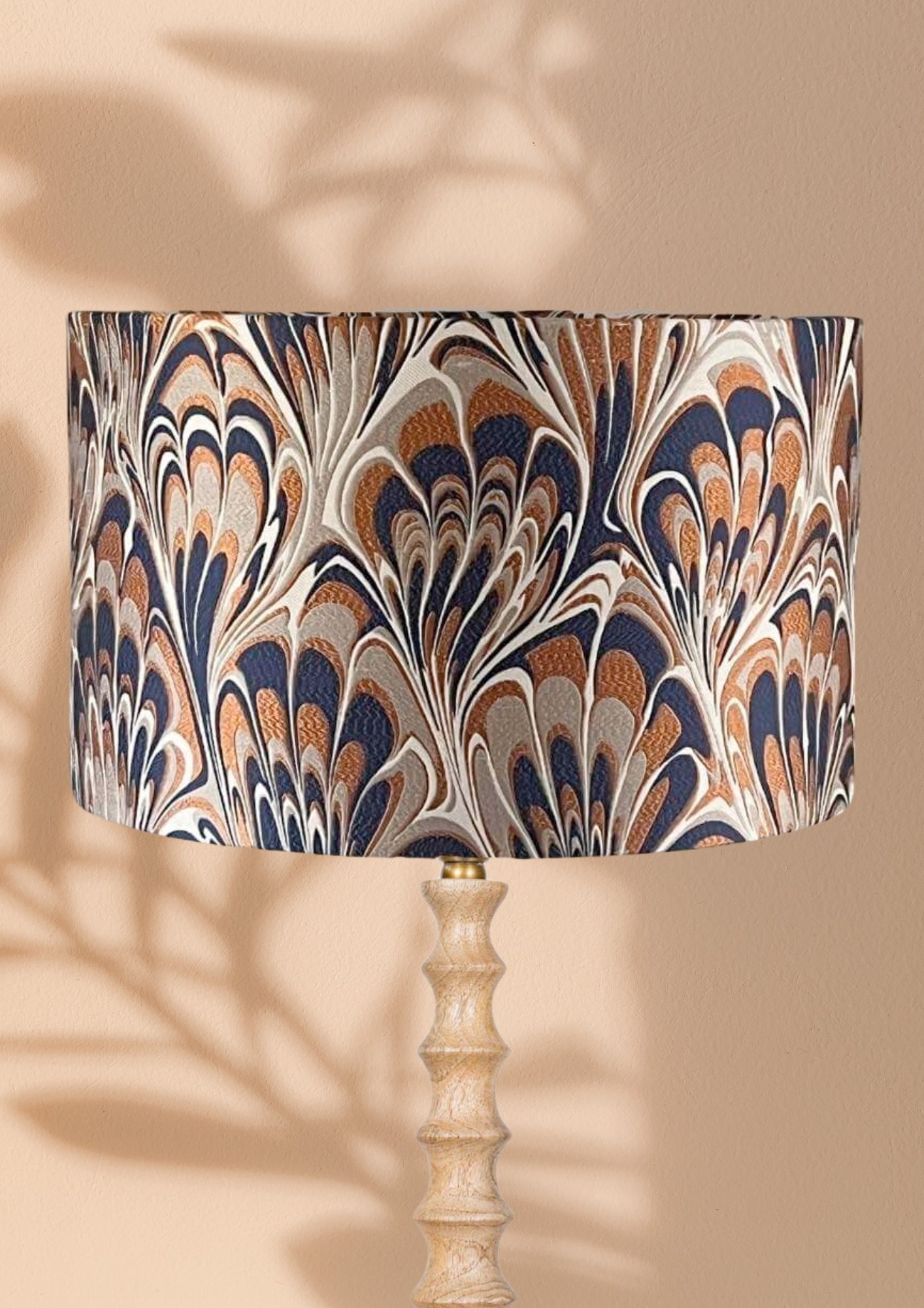 35cm Navy and Burnt Orange Feather Marble Pattern Lampshade - Iliv Vogue