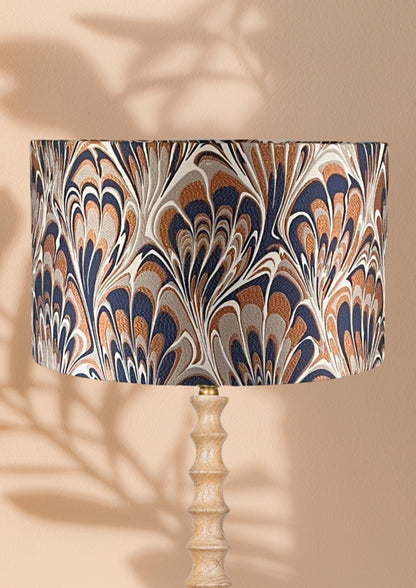 35cm Navy and Burnt Orange Feather Marble Pattern Lampshade - Iliv Vogue