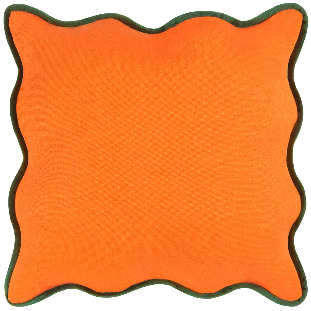 Wiggle Velvet Cushion Orange Green