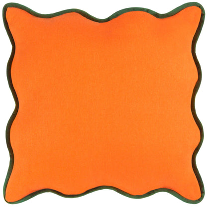 Wiggle Velvet Cushion Orange/Green