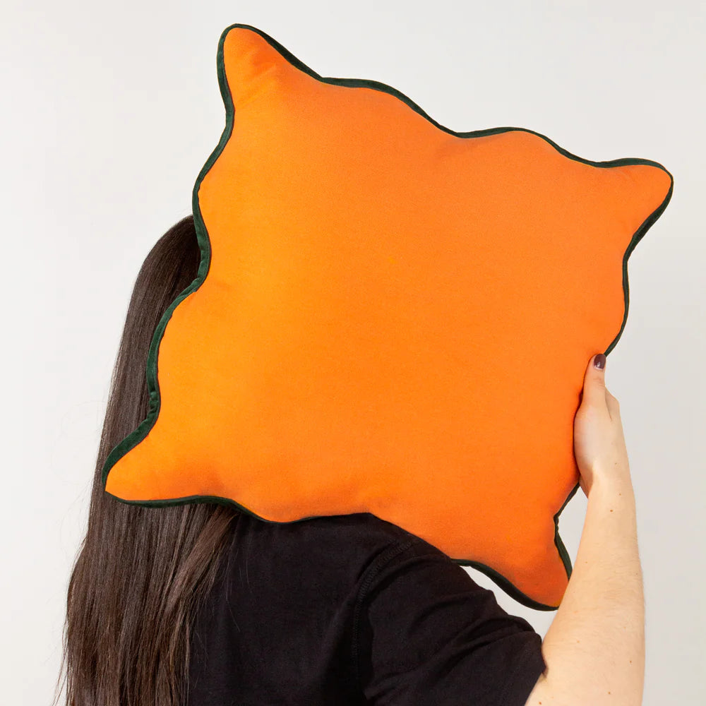 Wiggle Velvet Cushion Orange/Green