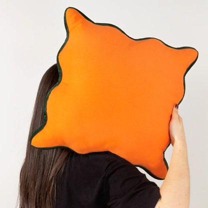 Wiggle Velvet Cushion Orange/Green