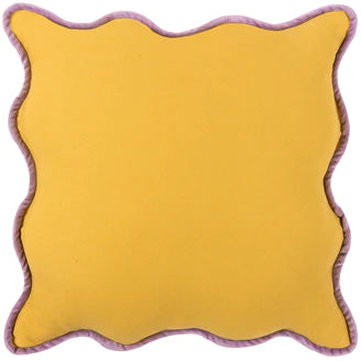 Wiggle Velvet Cushion in Yellow/Lilac