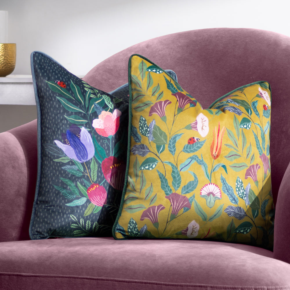 Wild Garden Posies Cushion Navy