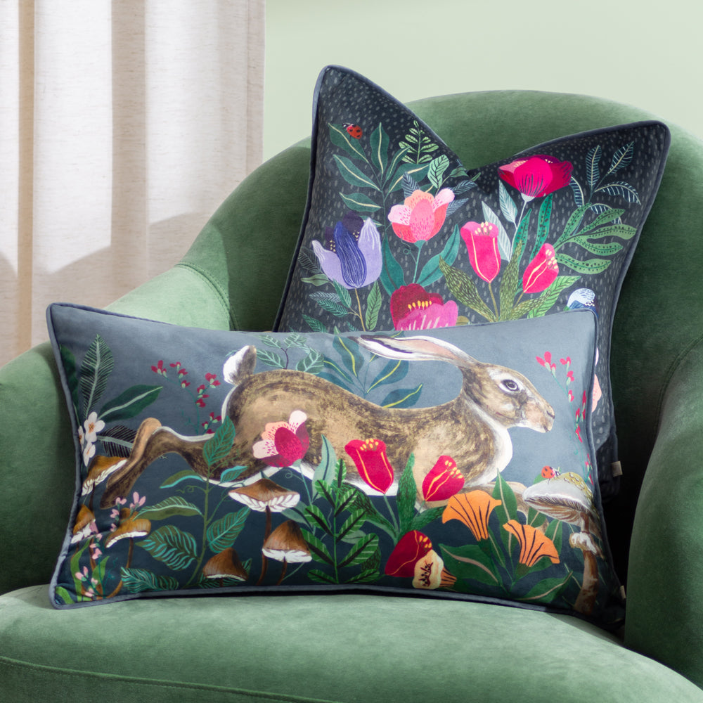 Wild Garden Posies Cushion Navy