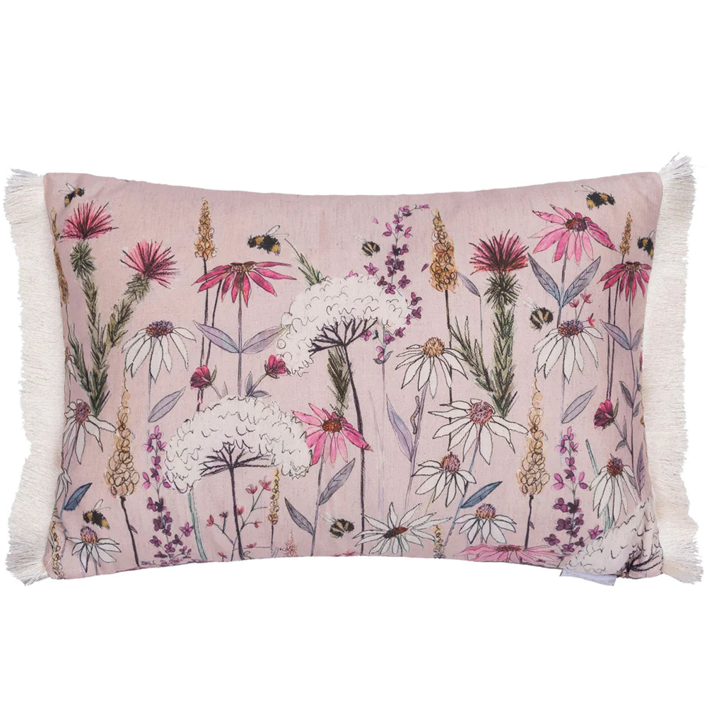 Wildflower Printed Feather Cushion Blush