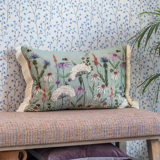 Wildflower Printed Feather Cushion Verde