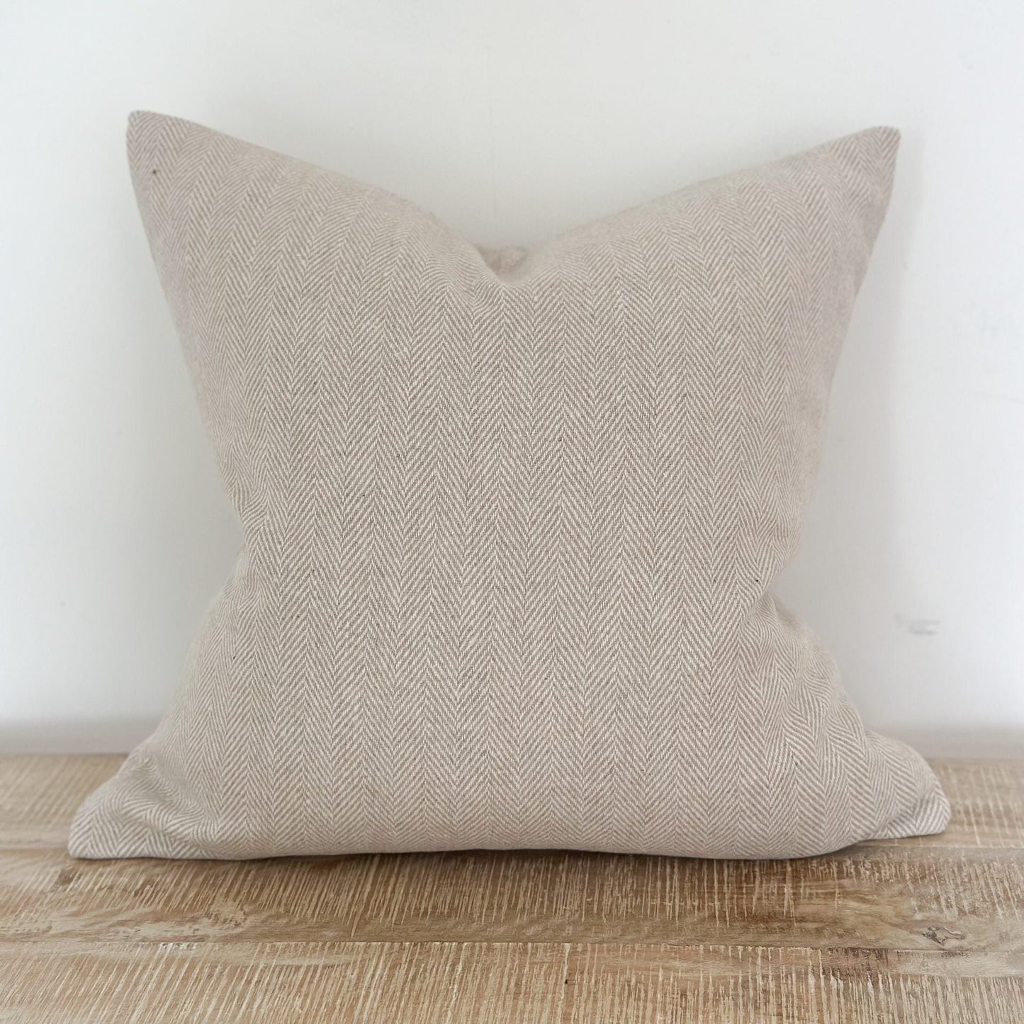 Cream Herringbone Wool Blend Cushion