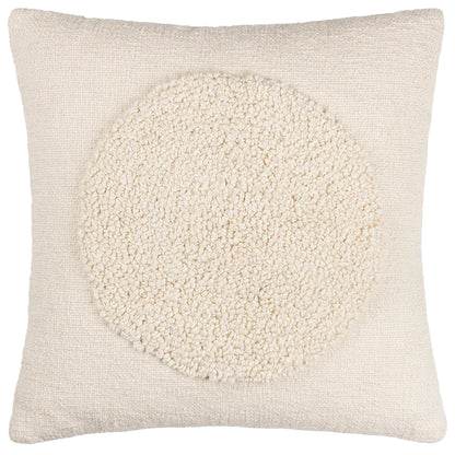 Woven Cotton Cushion with Tufted Boucle Circle