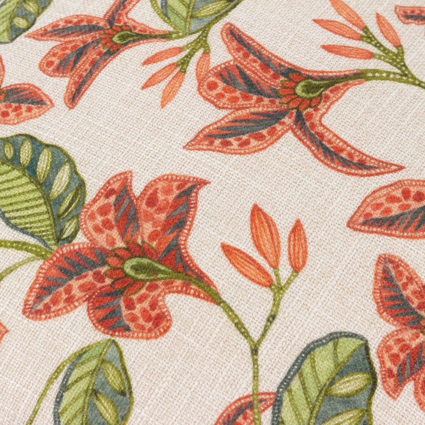 Zala Floral Tropical Cushion - Duck Egg/Coral