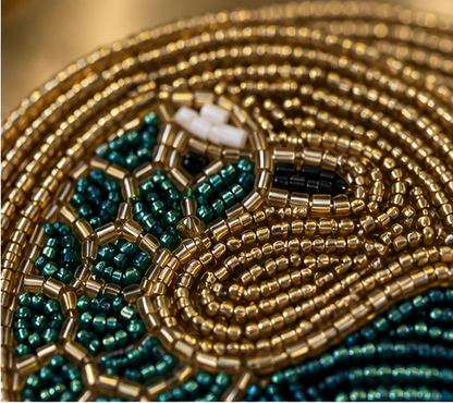 Set of 4 Turquoise Peacock Beaded Coasters