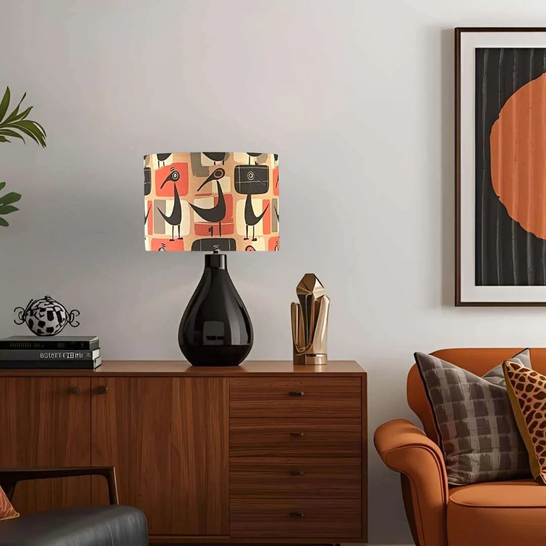 30cm Abstract Bird Retro Style Drum Lampshade